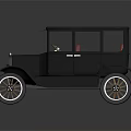 Vintage Black Classic Car With Red Interior And Gold Spoke Wheels