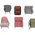 Multiple Single Seater Sofa Designs With Various Colors Modern Styles And Comfortable Upholstery 3d model