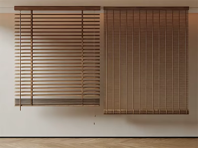 Light Brown Wooden Blinds For Home Interior With Natural Wood Design 3d model