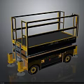 Industrial Mobile Scissor Lift Equipment With Yellow Platform Safety Railings And Wheels