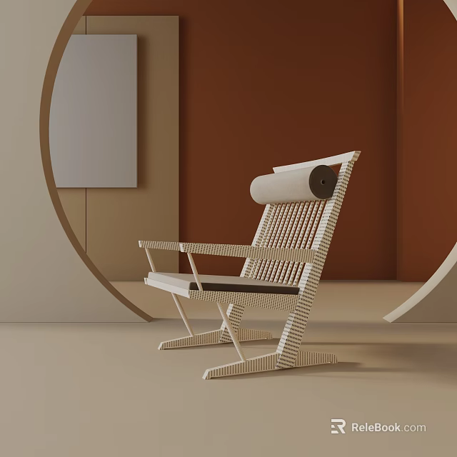 Modern Woven Leisure Chair With Rolled Backrest Armrests And Minimalist Design 3d model 