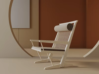 Modern Woven Leisure Chair With Rolled Backrest Armrests And Minimalist Design 3d model