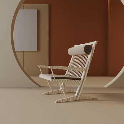 Modern Woven Leisure Chair With Rolled Backrest Armrests And Minimalist Design 3d model