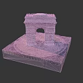 Scenic Arc de Triomphe Model Displayed On Purple Blue Gradient Base With Detailed Design