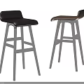 Modern Bar Stools Featuring Leather Upholstered Seats And Metal Frames In Two Colors