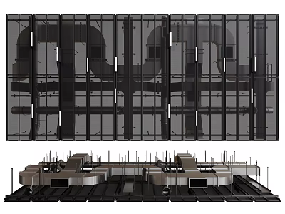 Modern Ceiling Structural Design With Metal Framework And Installation Components 3d model