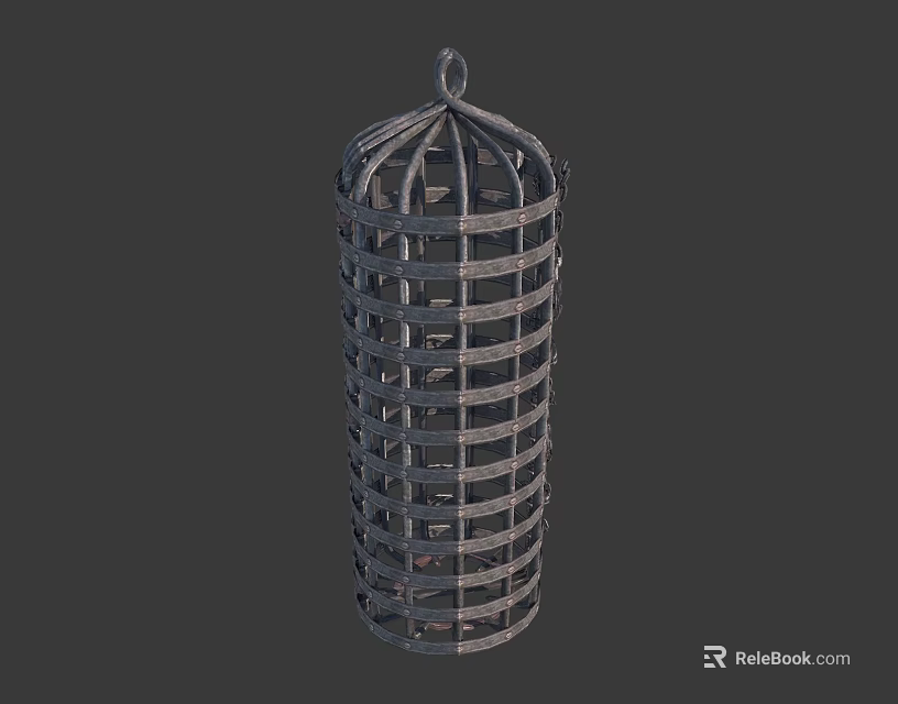 Modern Metal Cage Shaped Decorative Ornament Set With Grid Pattern For Hanging Home Accent 3d model 