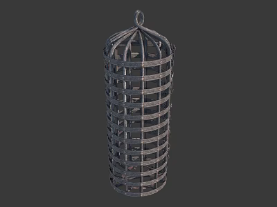 Modern Metal Cage Shaped Decorative Ornament Set With Grid Pattern For Hanging Home Accent 3d model