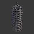 Modern Metal Cage Shaped Decorative Ornament Set With Grid Pattern For Hanging Home Accent