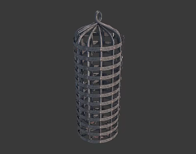 Modern Metal Cage Shaped Decorative Ornament Set With Grid Pattern For Hanging Home Accent 3d model