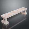 Modern Light Colored Marble Bench With Patterned Top And Column Legs 3d model