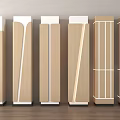 Modern Wooden Pillars With White Accent Lines And Geometric Patterns For Interior Design