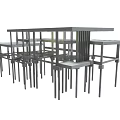 Modern Minimalist Stainless Steel Furniture With Frame Structure Including Tables And Shelves For Office