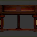 Elegant Decorative Oval Table With Orange Black Inlaid Top And Golden Border Carved Red Legs