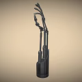 Black Robotic Mechanical Arm Model With Detailed Joints And Metal Structure