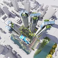 Modern High Rise Residential Building With Vertical Greenery And Glass Facade In Urban Area