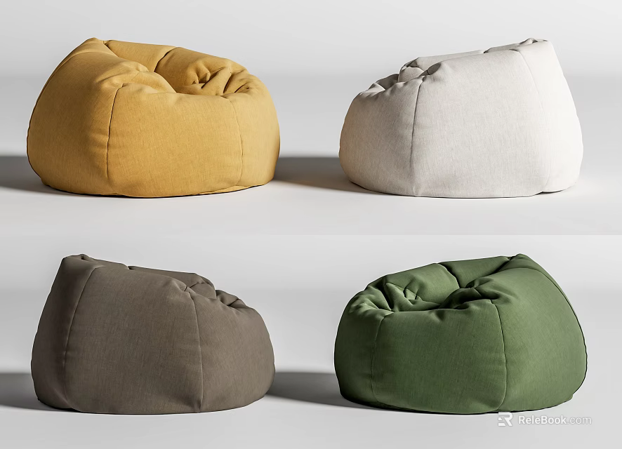 Comfortable Bean Bag Chairs With Various Colors Modern Design For Living Room 3d model 