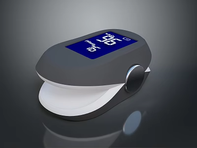 Portable Pulse Oximeter With Digital Display And Black White Design For Oxygen Monitoring 3d model