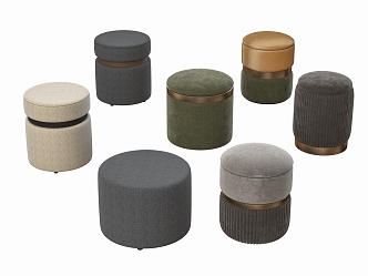 sofa stool round 3d model