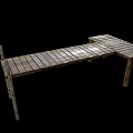 Rustic Wooden Bench With Plank Top And Simple Wooden Legs Structure