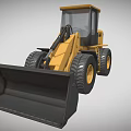 Yellow Heavy Duty Loader With Large Front Bucket And Black Tires Cab