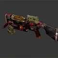 Sci Fi Metallic Weapon With Orange Red Components Scope And Complex Design 3d model