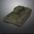 Green Military Tank With Weathered Surface Turret And Armored Tracks On Dark Background