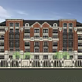 Symmetric Red Brick Villa Exterior Design With Dark Roof White Trim And Green Plants