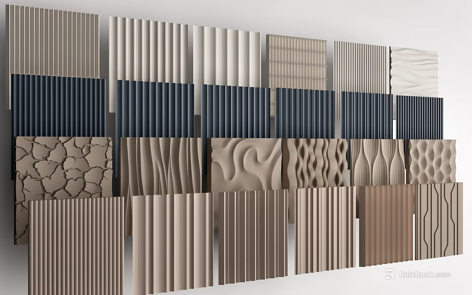 Decorative Wall Panels Featuring Various Textures And Modern Design Patterns 3d model