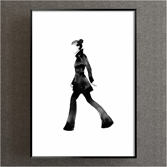 Modern Figure Painting Simple Black and White Commercial Space Character Decorative Painting 3d model