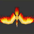 Game And Movie Character With Yellow Body Flaming Wings Standing In Glowing Pose