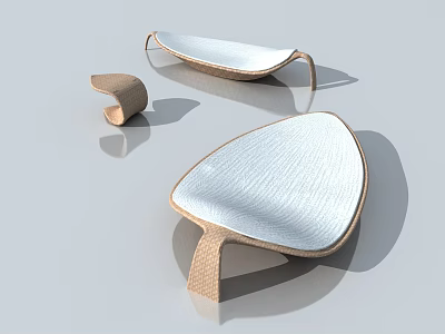 Modern Banquette Sofa With Light Fabric Cushion And Wooden Frame Design 3d model