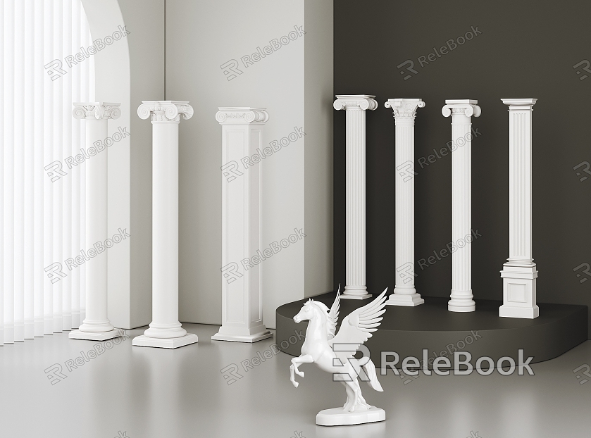 French Column Roman Column Cylindrical Stigma Gypsum Component European Classical Roman Column model