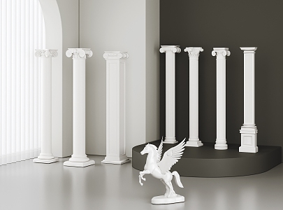 French Column Roman Column Cylindrical Stigma Gypsum Component European Classical Roman Column 3d model