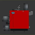 Red Industrial Equipment With Display Screen Control Panel And Side Components Base Stand