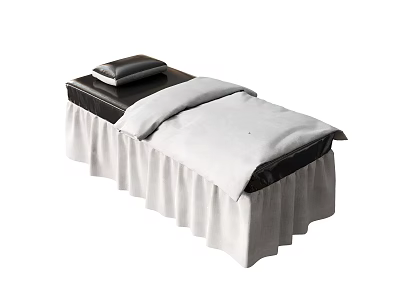 Single Bed With Black Headboard White Mattress And Ruffled Skirt Pillow 3d model