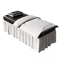 Single Bed With Black Headboard White Mattress And Ruffled Skirt Pillow