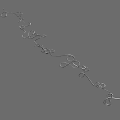 Curved Metal Wire Chain Like Structure With Red Small Parts On Gray Background