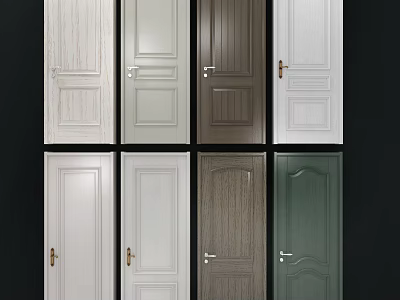 Different Colored Interior Flush Doors With Various Panel Styles And Textures 3d model