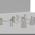 Stone And Wood Decorative Posts Connected With Black Chains For Outdoor Barrier Design