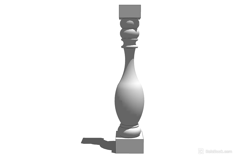 Decorative Stone Baluster With Square Base Rounded Body And Ornamental Details 3d model 