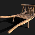 Rustic Antique Wooden Wheelbarrow Featuring Handcrafted Frame And Classic Wheel Structure 3d model