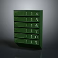 Green Mailbox With Numbered Compartments From 114 To 119
