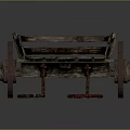Vintage Wooden Cart With Spoked Wheels And Rope Harness On Gray Background