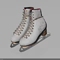 Elegant White Ice Skates With Floral Embroidery Cream Laces Red Lining And Metal Blades