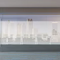 Modern Glass Partition Design For Office Interior With Urban Skyline View