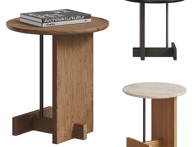 Nordic Side Table Combination Solid Wood Rock Plate model