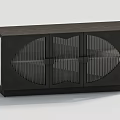 Minimalist Black Sideboard with Vertical Striped Door Design for Modern Dining Room