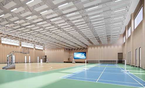 modern badminton court 3d model