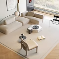 Modern Sofa Coffee Table Combination Cream Sofa Combination 3d model